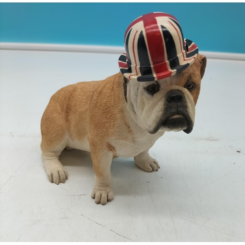 43 - Sherratt & Simpson Figure of a Bulldog with Union Jack Bowler. 13cm High x 15cm.