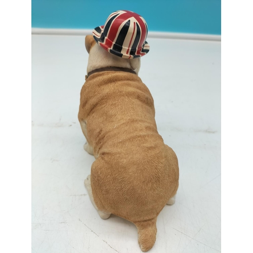 43 - Sherratt & Simpson Figure of a Bulldog with Union Jack Bowler. 13cm High x 15cm.