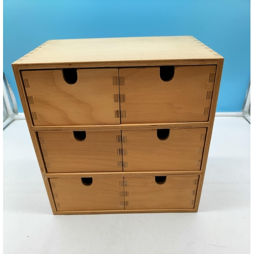 440 - Desktop 6 Drawer Wooden Storage Unit. 28.5cm High, 20.5cm x 28.5cm.