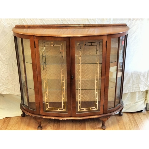 441 - 1930's China Display Cabinet with Key. 96cm High, 106cm x 33cm. Collection Only.