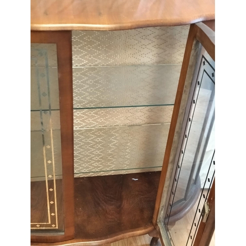 441 - 1930's China Display Cabinet with Key. 96cm High, 106cm x 33cm. Collection Only.