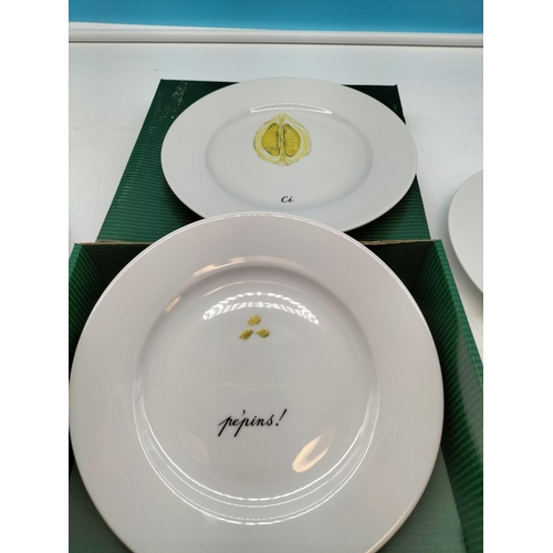 442 - Boxed Set of 6 Limoges Porcelain de Sologne 'Lemon' Design 18cm Plates.