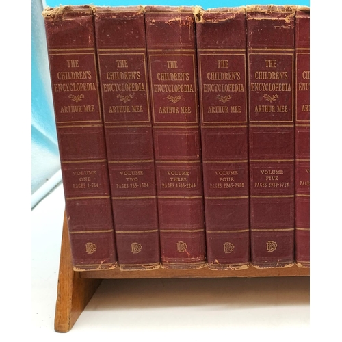 444 - Children's Encyclopedia Books Volumes 1-10 by Arthur Mee with Book Stand.