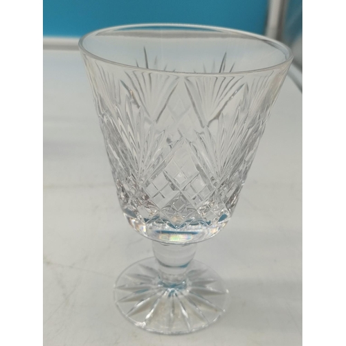 450 - Royal Doulton 'Juno' 11.5cm Cut Glass Crystal Wine Glasses (9)