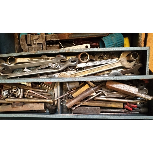 461 - Blue Cantilever Toolbox with Contents to include Spanners, Grips, etc. Collection Only.