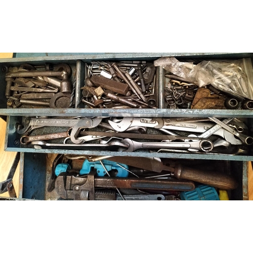 461 - Blue Cantilever Toolbox with Contents to include Spanners, Grips, etc. Collection Only.