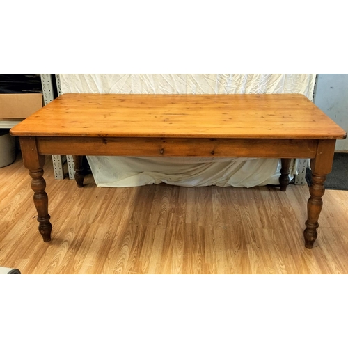 5 - Large Pine Farmhouse Table. 77cm High, 182cm x 92cm. Collection Only.