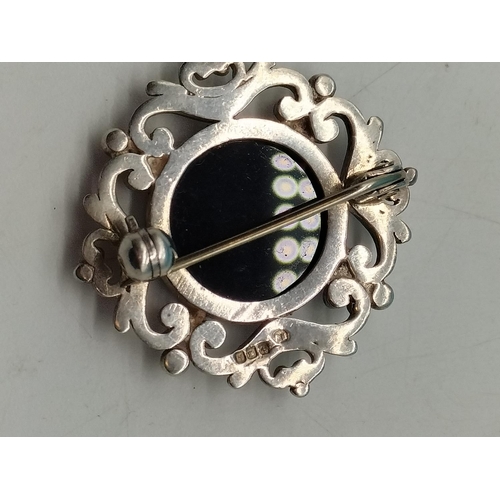 51 - Silver Brooch with Black Polished Inlay. 3cm Long.