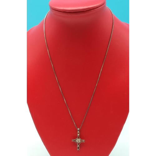 528 - 925 Silver Cross and Chain.