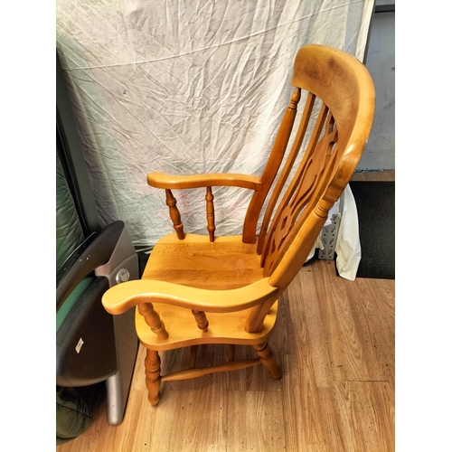 562 - Wooden Chair. 106cm High, 61cm x 44cm, seat height 39cm. Collection Only.