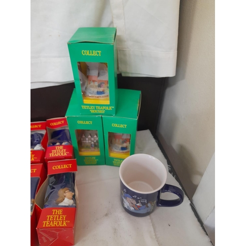 588 - Large Collection of Tetley Tea Folk, Tetley Tea Folk Houses and Mugs. Mostly Boxed.