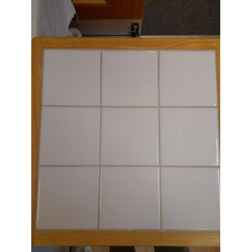 598 - Modern Tile Topped Kitchen Trolley With 2 Shelves, 3 Bottle Holders & Drawer 38 x 38 x 83cm (h) A/F ... 