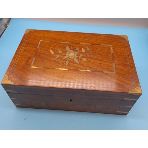 608 - Brass Inlaid Marquetry Stationery Box C1880-1890.