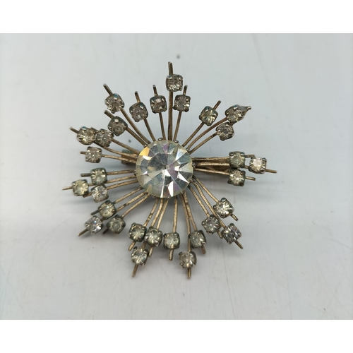 673 - White Metal and Stone set 'Brutalist Movement' Brooch.