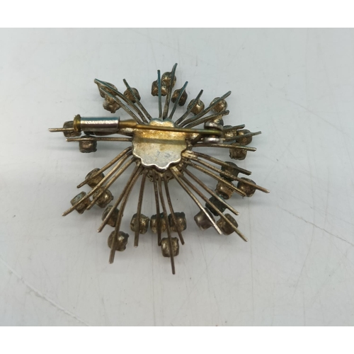 673 - White Metal and Stone set 'Brutalist Movement' Brooch.