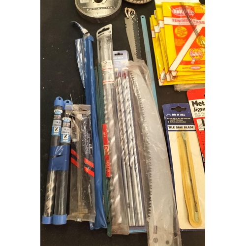 711 - Tray of New Hardware Items to Incl. Drills, Blades, Router Set, etc.