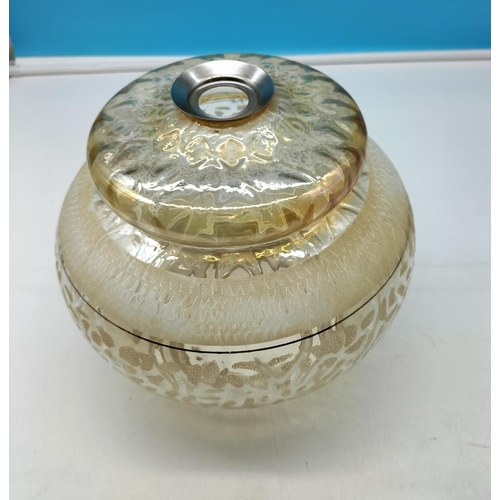 713 - Vintage Glass Ceiling Shade. 24cm High, 26cm Diameter.