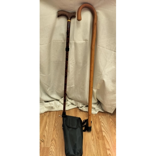 725 - Fold up Walking Stick in Carrier Case plus One Other.