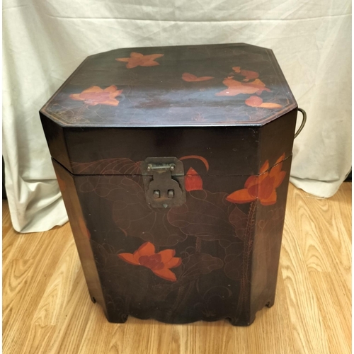 87 - Chinese Design Lacquered Trunk. 50cm High, 43cm x 43cm. Collection Only.