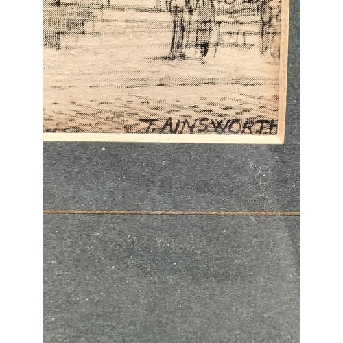 145A - Framed and Glazed Printed Pen Etchings by T Ainsworth (2).