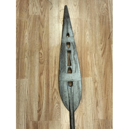 185 - Wooden Tribal Spear 146cm Long. Collection Only.