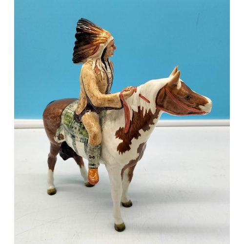 26 - Unmarked Beswick Figure of an Indian on Horseback. 22cm High x 21cm.