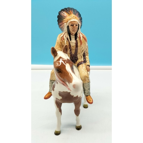 26 - Unmarked Beswick Figure of an Indian on Horseback. 22cm High x 21cm.