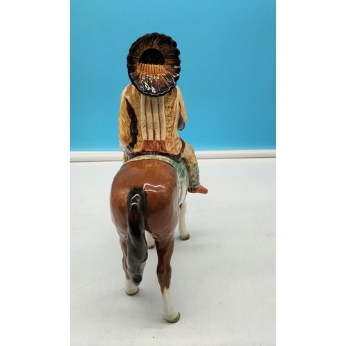 26 - Unmarked Beswick Figure of an Indian on Horseback. 22cm High x 21cm.