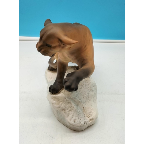 30 - Beswick Figure of a Puma on a Rock. 21cm High x 30cm Long.