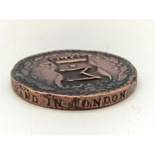 312 - Anglesey 1788 One Penny Token. Inscription to Edge 'Demand in London Liverpool'. To Reverse Druid He... 