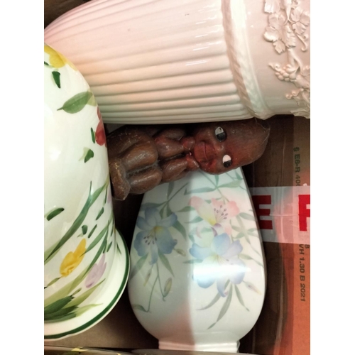 493 - 2 Boxes of Mixed Items to include Glass, Storage Jars, Vases, etc.