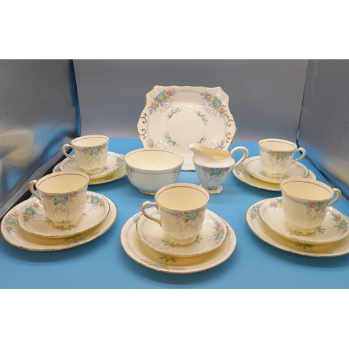 574 - Tuscan China Hand Painted 18 Piece Part Tea Set in a Floral Pattern.