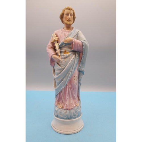 632 - 19th Century 30cm Bisque Figure of St Joseph.