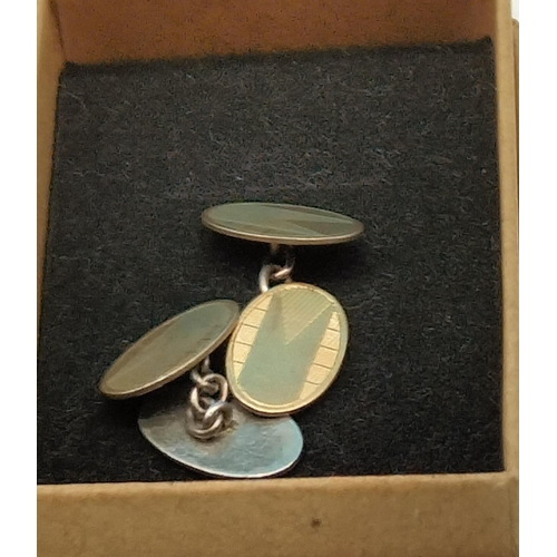 645 - Vintage Gold on Silver Cuff Links.