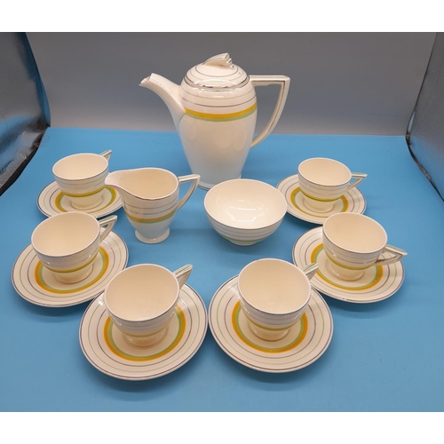 661 - 1930's Art Deco China Hand Painted 15 Piece Part Coffee Set.