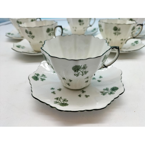 80A - Rare c1912 Paragon 'Star China' Cups and Saucers (6) with Floral Pattern and Fluted Rim.