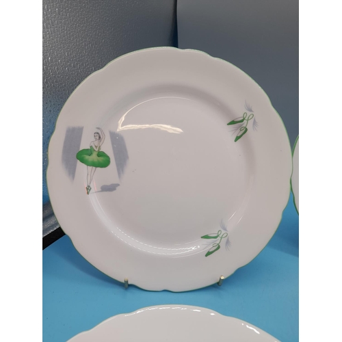 95 - Royal Stafford 'Ballet' Pattern 21cm Side Plates (6).