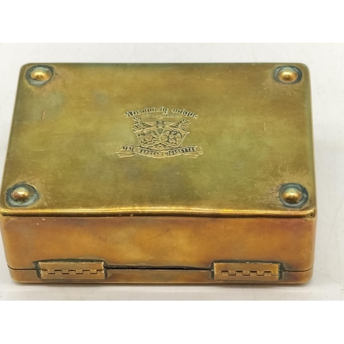 85 - Brass Art Nouveau Design 'State Express' Cigarette Box. 4cm High, 11cm x 8cm.