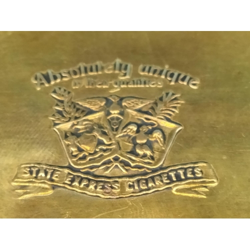 85 - Brass Art Nouveau Design 'State Express' Cigarette Box. 4cm High, 11cm x 8cm.