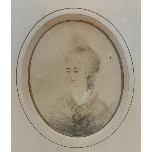 75A - Framed Georgian Regency Watercolour Portrait on Paper. Indistinct Signature to Rear. Dated 1782. 28c... 