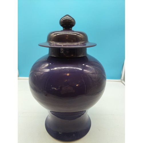59 - Unusual Late 19th/Early 20th Century Chinese Purple Coloured 30cm Vase. A/F Restoration to Rim.