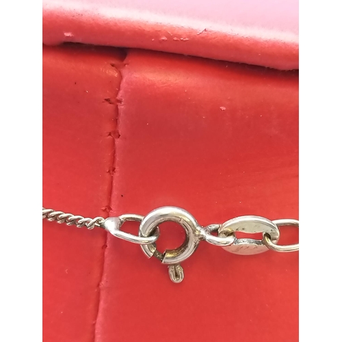 45B - 925 Silver Necklace with White Metal Heart Pendant.