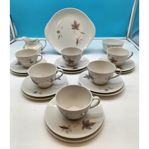 25B - Royal Doulton 21 Piece Part Tea Set in the 'Tumbling Leaves' Pattern.