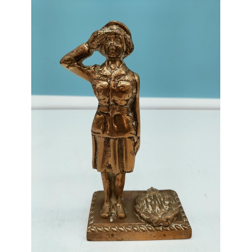 15A - Brass 16cm Woman R.A.F Saluting Figure.