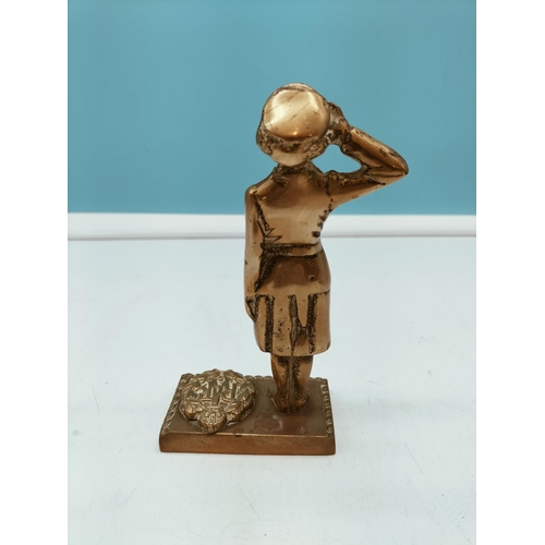 15A - Brass 16cm Woman R.A.F Saluting Figure.