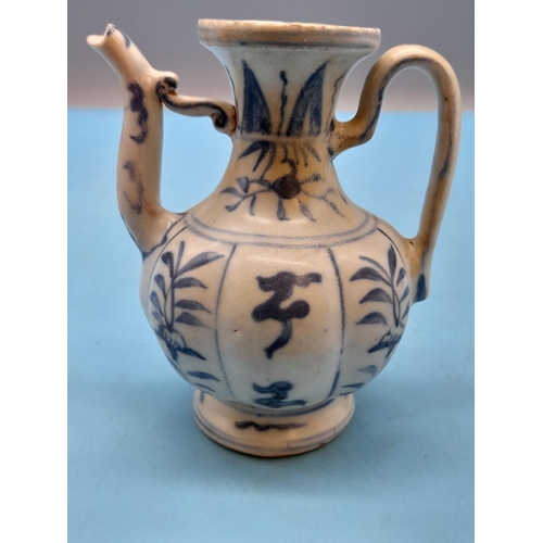 38 - 18th Century Chinese Blue and White 12cm Ewer. A/F Restoration to Rim.