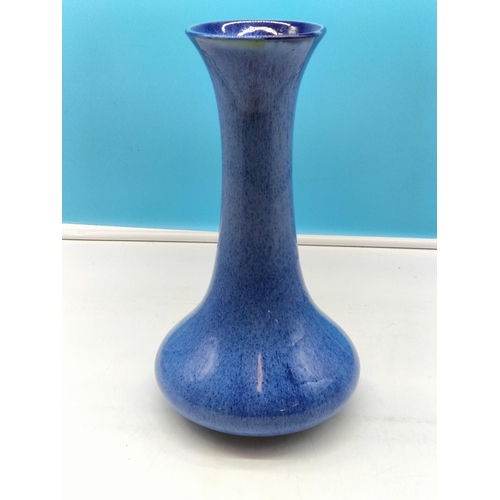 41 - Cobridge Stoneware Large 32cm Blue Vase. Factory Fault- Slight Gaze Missing to Bottom.