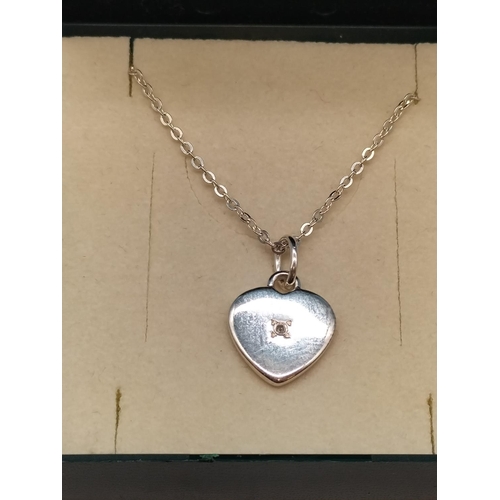 43 - Silver 925 Necklace with Heart Pendant and Diamond Chip plus Quartz Watch.