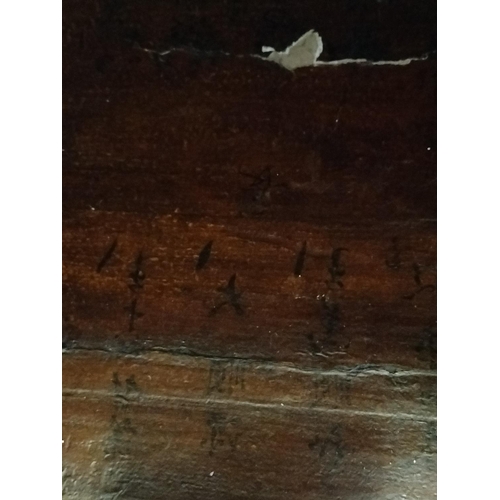 60A - Oriental 2 Door Cabinet with Crane and Lily Design. 66cm High, 84cm x 55cm. Requires Some Restoratio... 