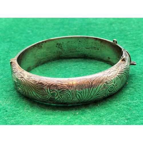 74 - Vintage CPS Silver Hallmarked Bangle. Safety Chain Missing 22g